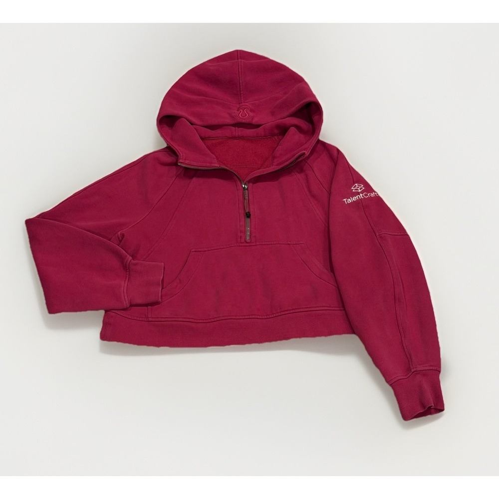 Lululemon Scuba Oversized Half Zip Cropped Hoodie Berry Rumble Size M/L‎ *LOGO*